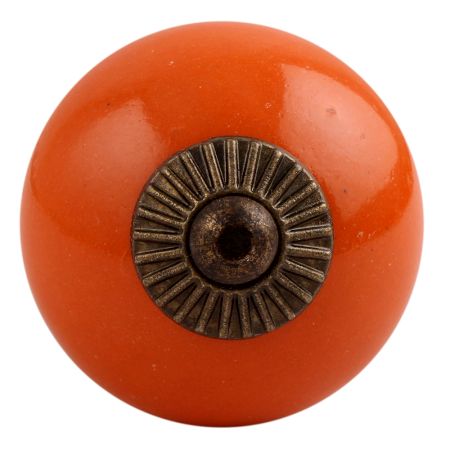 Orange Round Antique Fitting Ceramic Knob
